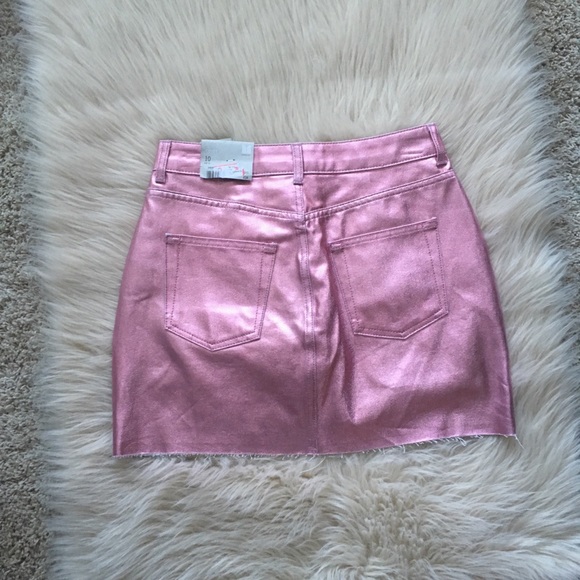Topshop metallic pink Moto skirt - Picture 7 of 8